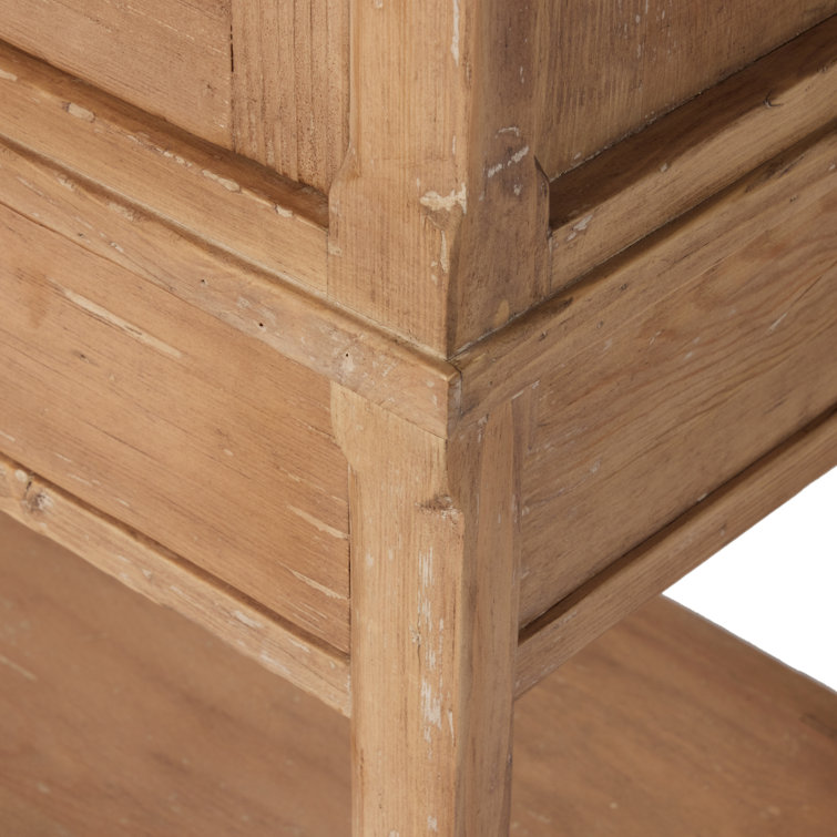 Natural Pine 4-Door Double Cabinet with Drawers