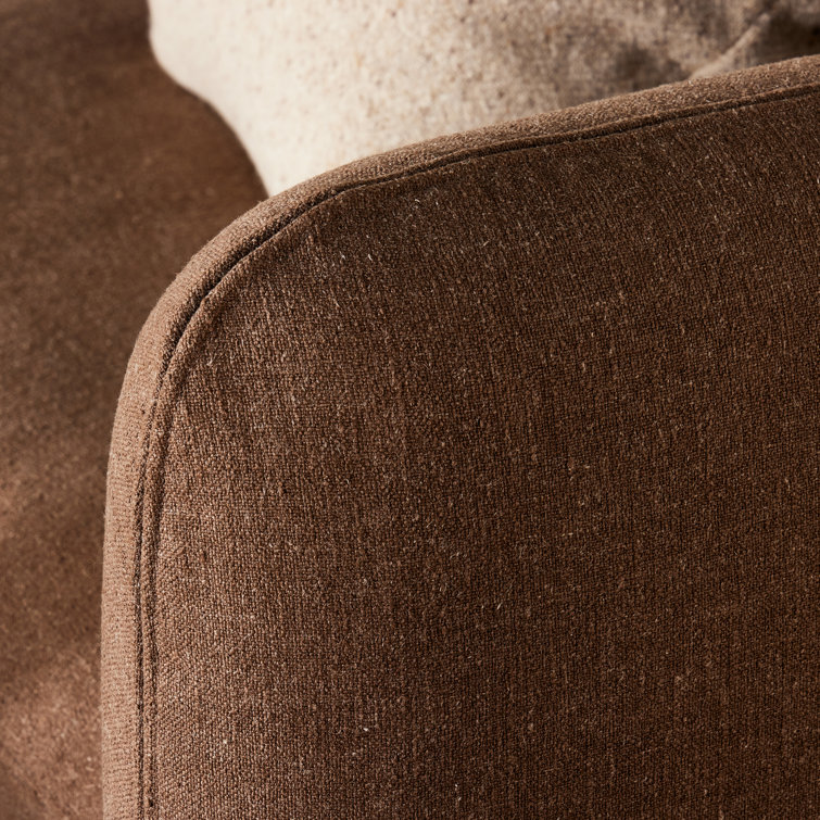 Brown Fabric Three-Piece Sectional Sofa with Ottoman
