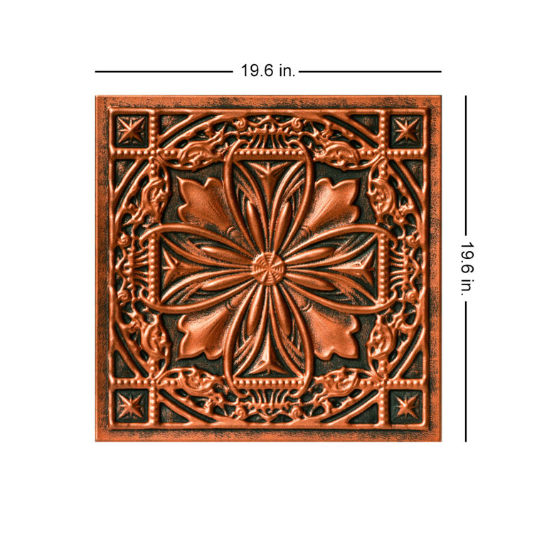 Lucas's Shield 19.63'' Antique Copper Polystyrene Ceiling Tile