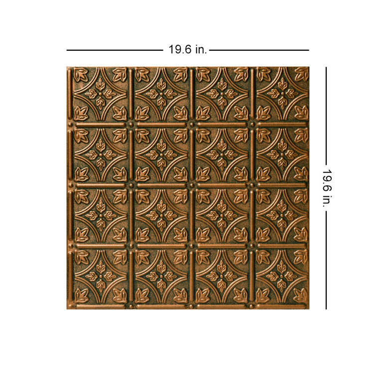 Antique Bronze Floral Square Glue-Up Ceiling Tile
