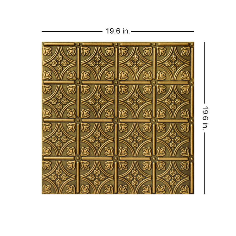 Antique Gold Faux Tin Glue-Up Ceiling Tile, 2x2 ft