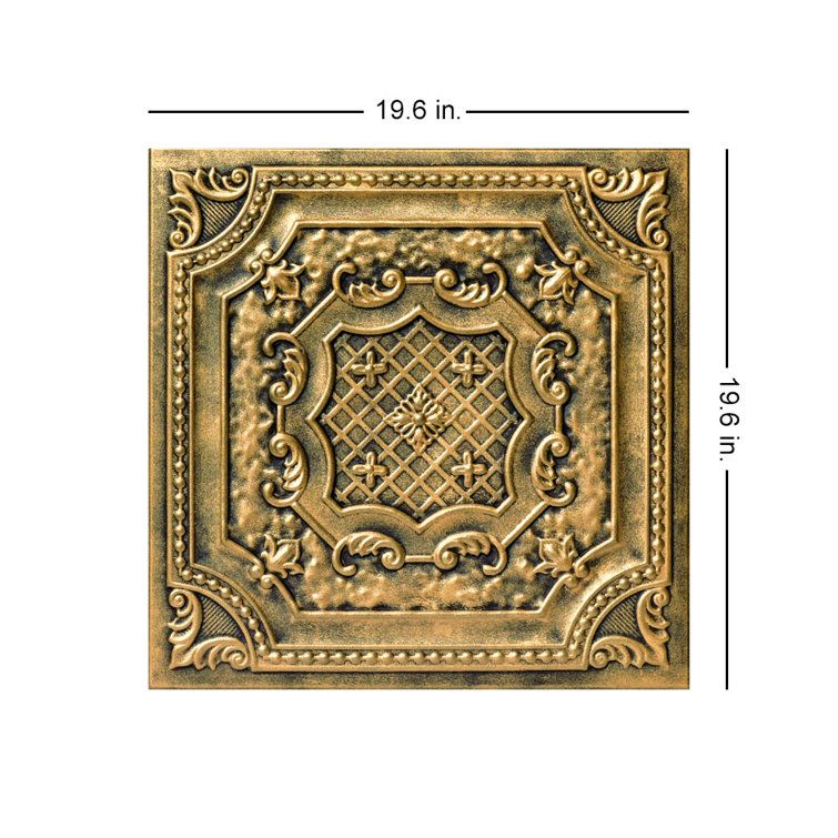 Antique Brass Faux Tin Glue-Up Ceiling Tile Set