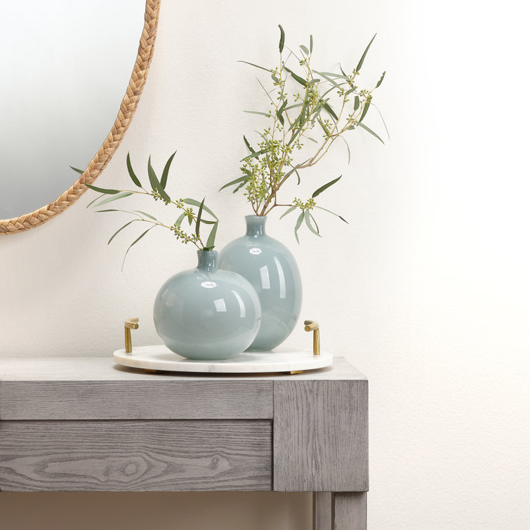Gray Round Glass Decorative Table Vase Set