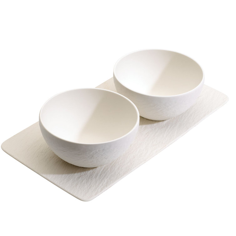 Blanc Ceramic 3-Piece Microwave Safe Condiment Set