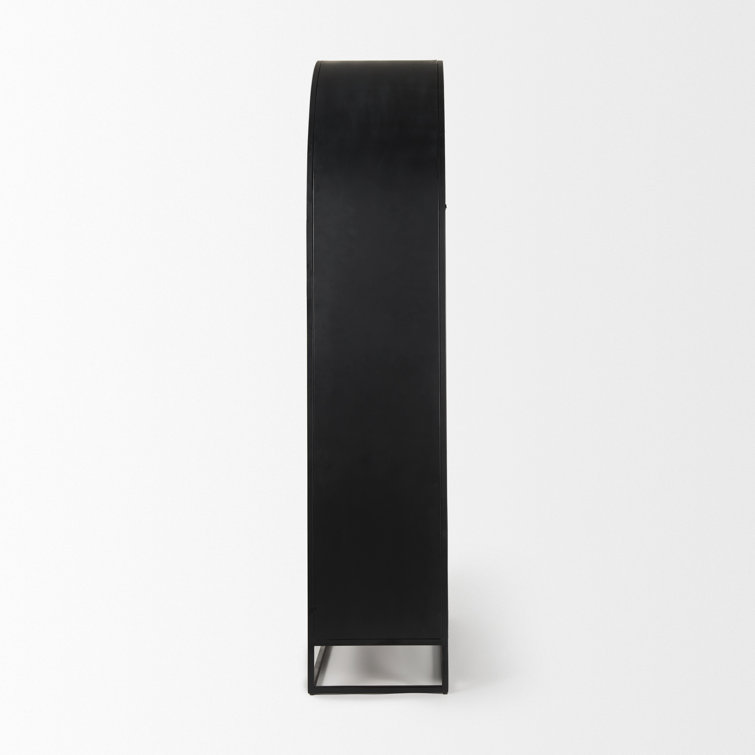 Sloan Black Iron and Dark Mango Wood Arch Cabinet