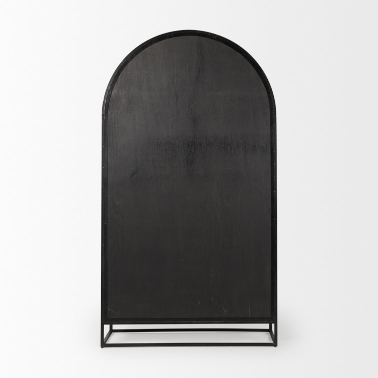 Sloan Black Iron and Dark Mango Wood Arch Cabinet