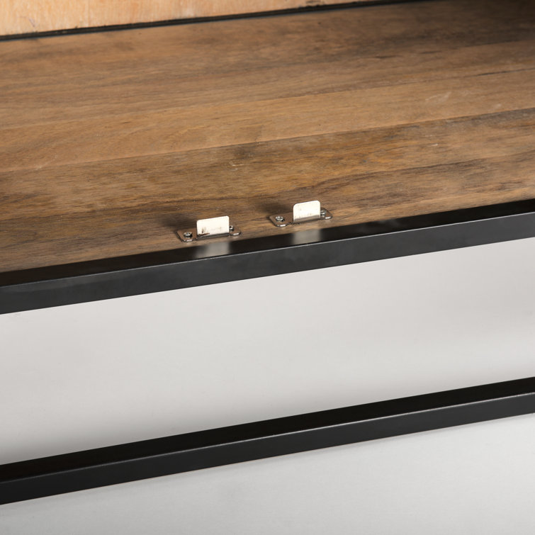 Sloan Black Iron and Dark Mango Wood Arch Cabinet