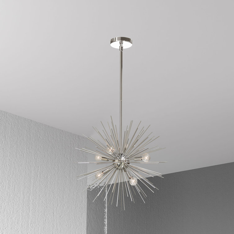 Chrome Crystal 6-Light Sputnik Sphere Chandelier