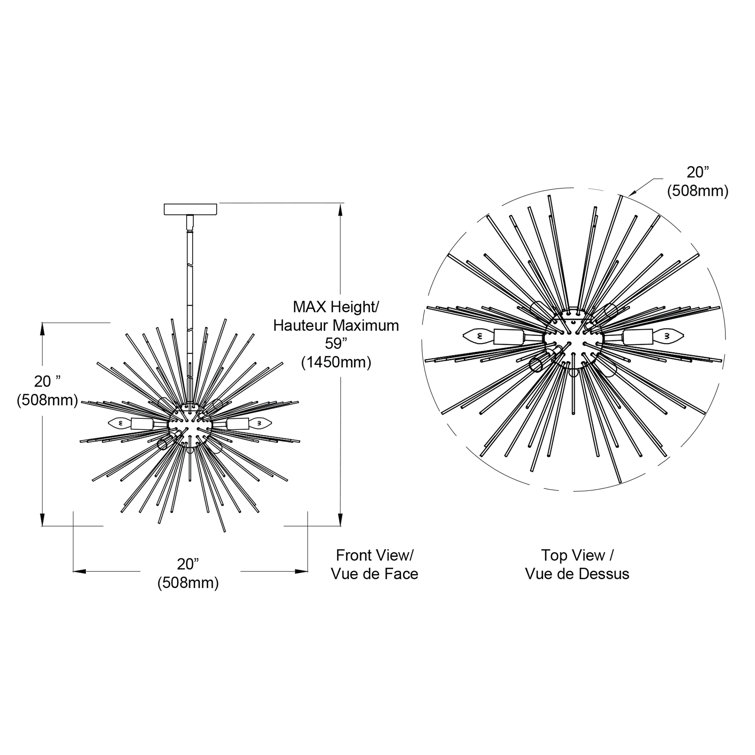 Chrome Crystal 6-Light Sputnik Sphere Chandelier