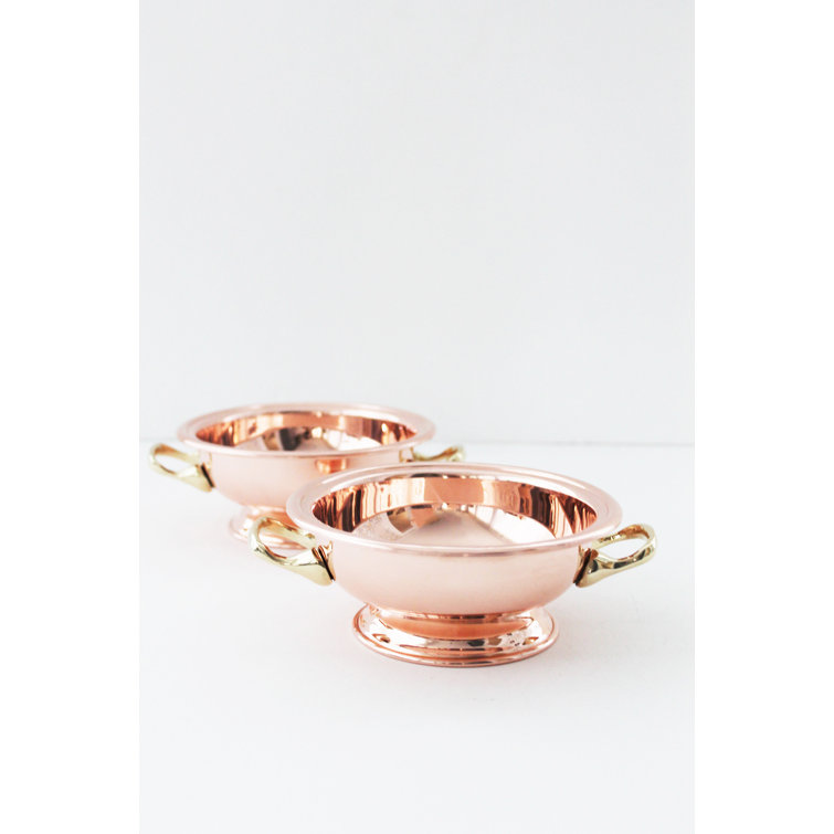 Vintage Copper and Brass Pedestal Serving Bowls Set
