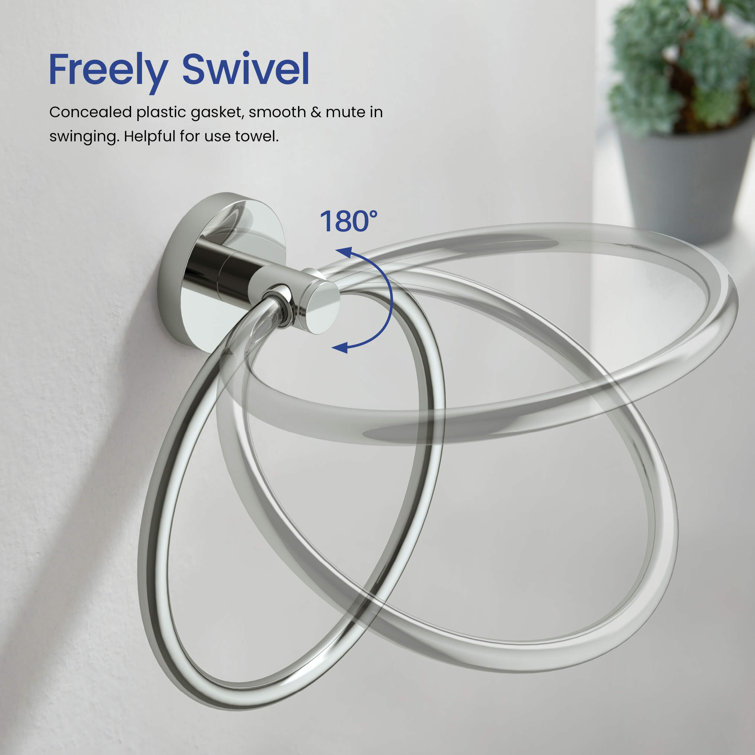 Chrome Circular Metal Bathroom Hardware Set with Towel Ring and Toilet Paper Holder