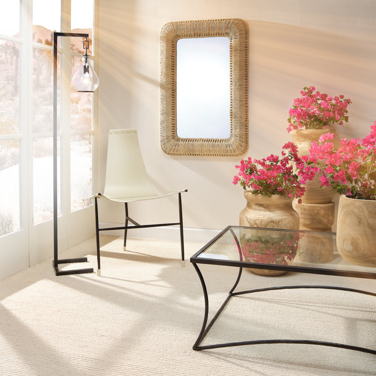 Abilene Off-White Leather and Iron Lounge Chair