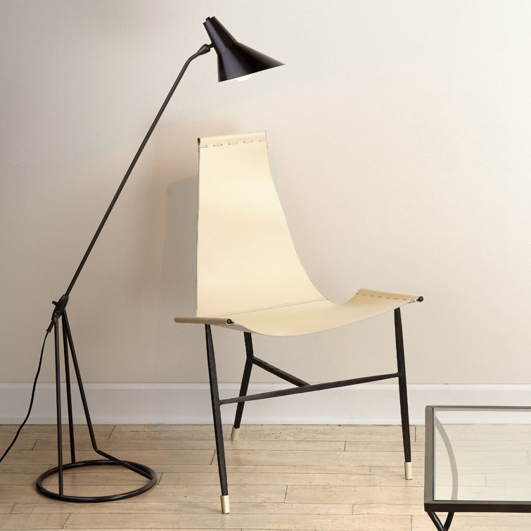 Abilene Off-White Leather and Iron Lounge Chair