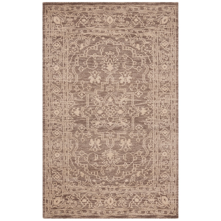 Kenya Collection 5'x8' Brown and Beige Hand-Knotted Wool Area Rug
