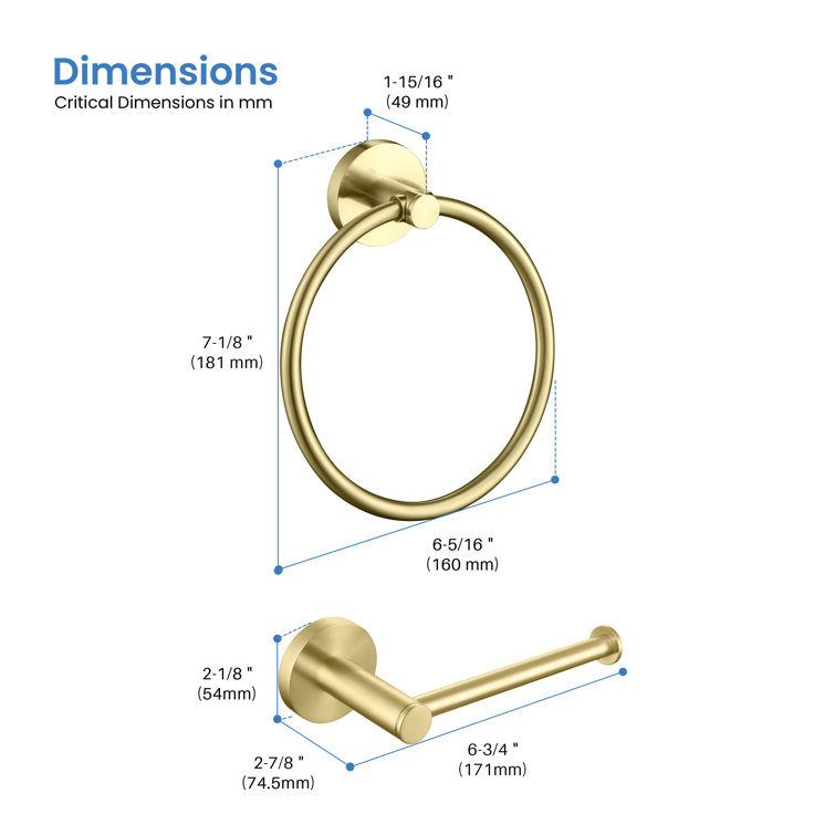 Brushed Gold Circular Metal Bathroom Hardware Set