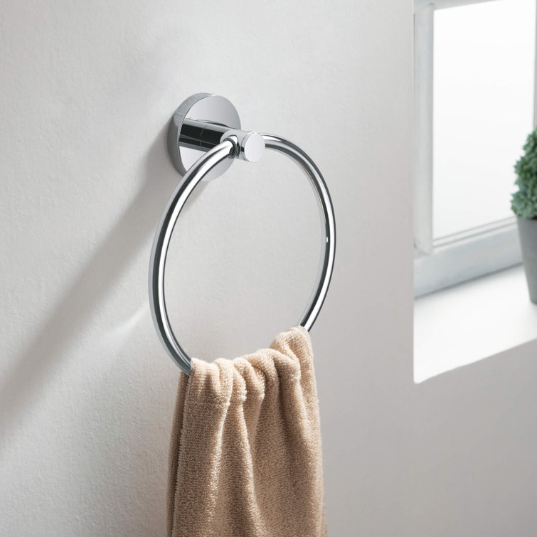 Chrome Circular Metal Bathroom Hardware Set with Towel Ring and Toilet Paper Holder