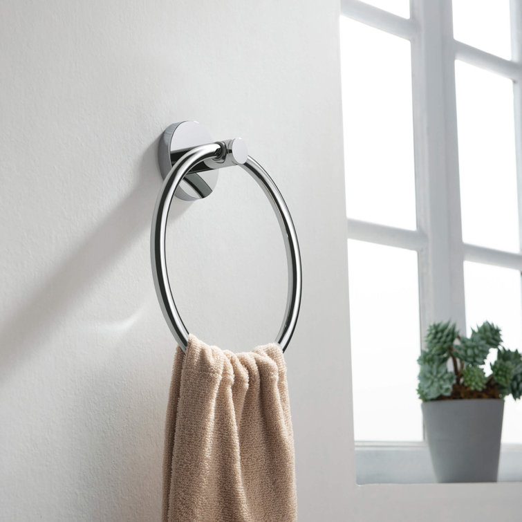 Chrome Circular Metal Bathroom Hardware Set with Towel Ring and Toilet Paper Holder
