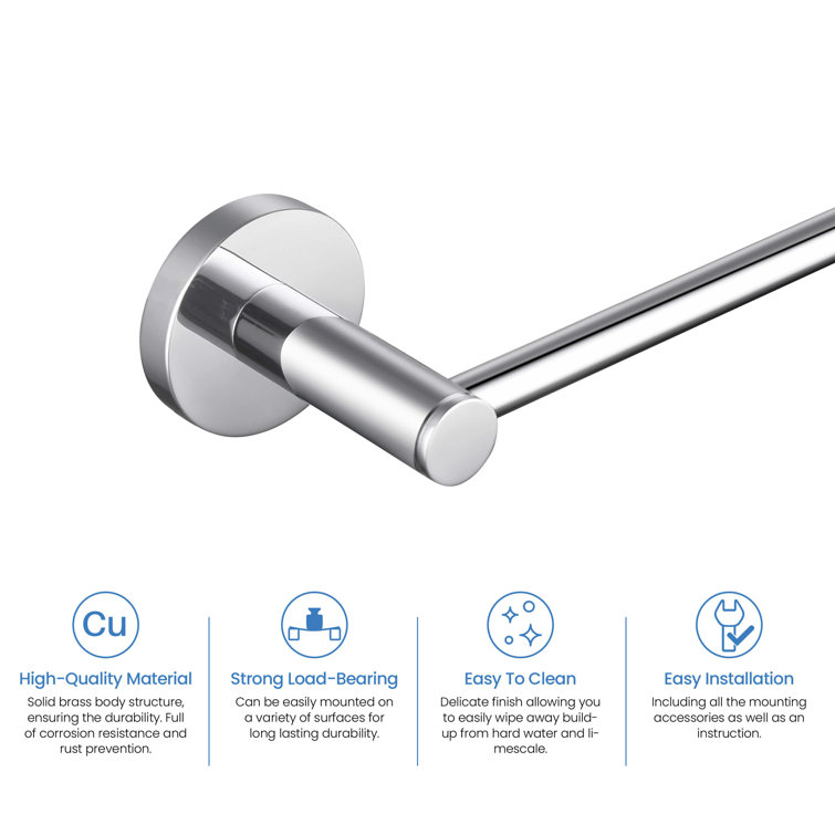 Chrome Circular Metal Bathroom Hardware Set with Towel Ring and Toilet Paper Holder