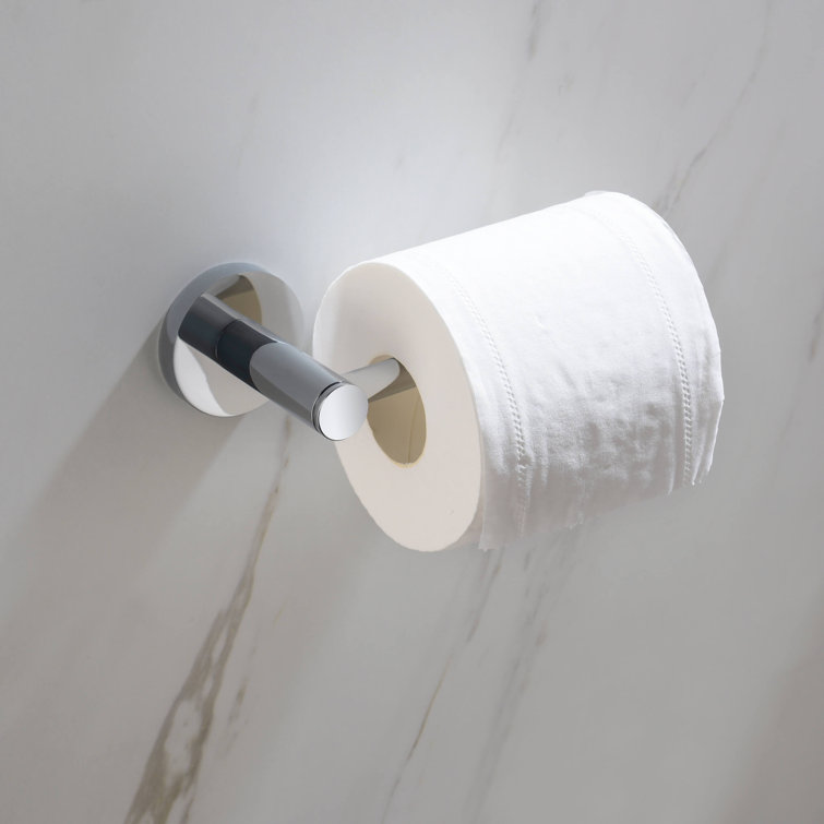 Chrome Circular Metal Bathroom Hardware Set with Towel Ring and Toilet Paper Holder