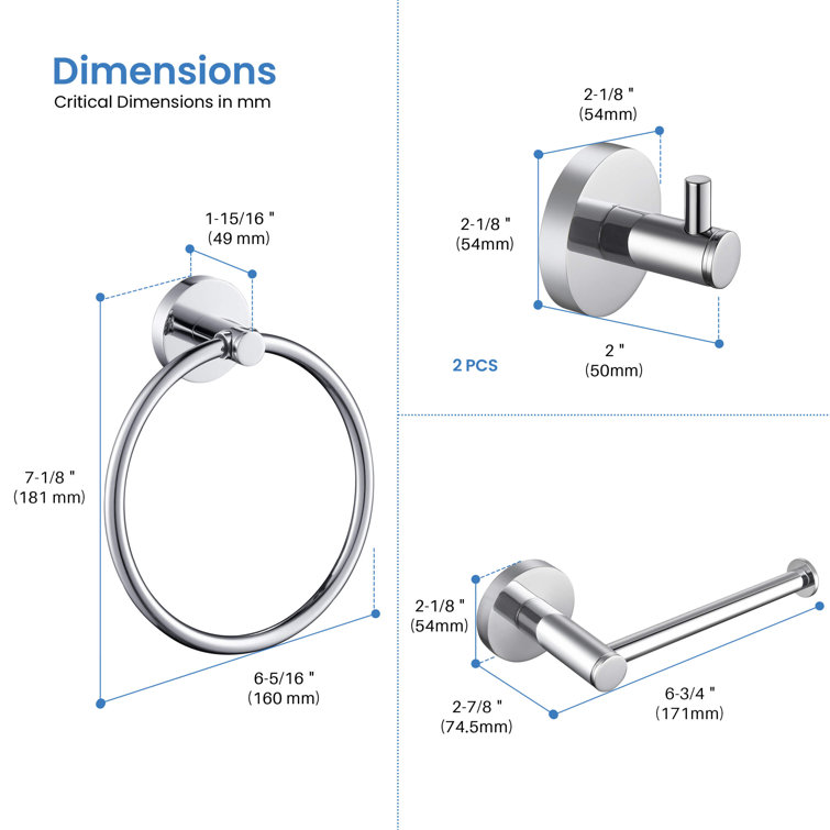 Chrome Circular 4-Piece Modern Bathroom Hardware Set