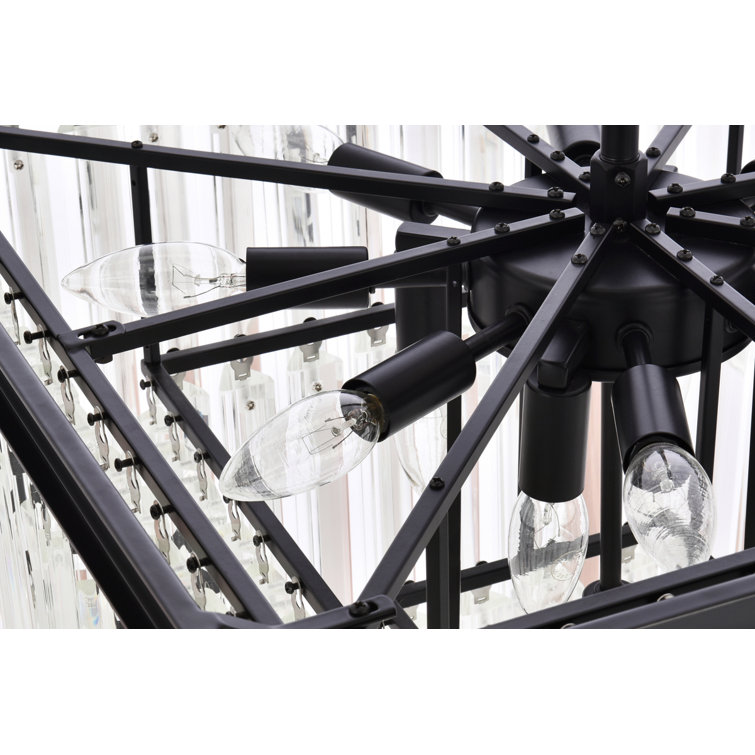 Matte Black Mini Crystal Tiered Chandelier