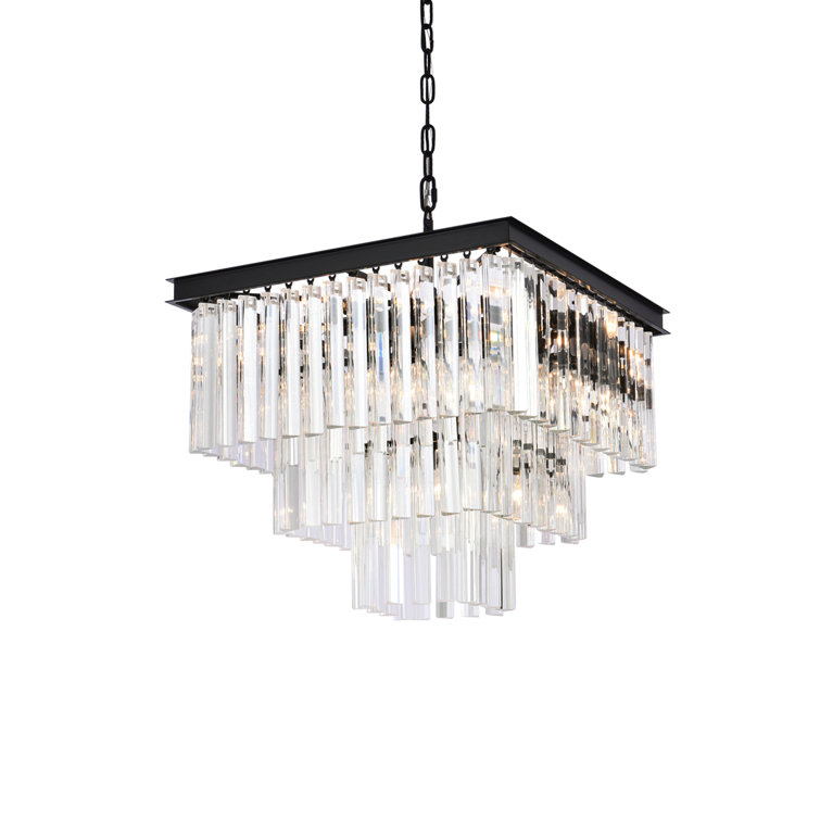 Matte Black Mini Crystal Tiered Chandelier