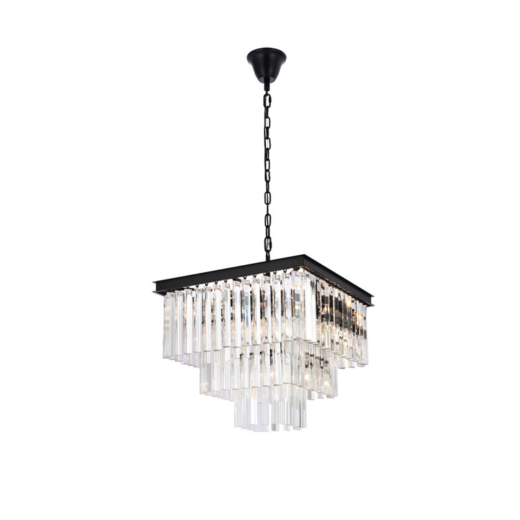 Matte Black Mini Crystal Tiered Chandelier