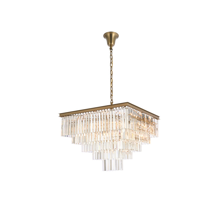 Satin Gold 21-Light Royal Cut Crystal Tiered Chandelier
