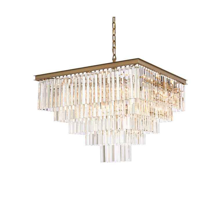 Satin Gold 21-Light Royal Cut Crystal Tiered Chandelier