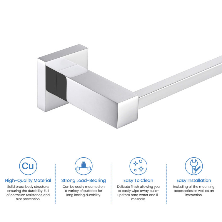 Chrome Metal Cube Bathroom Hardware Set with Towel Holder