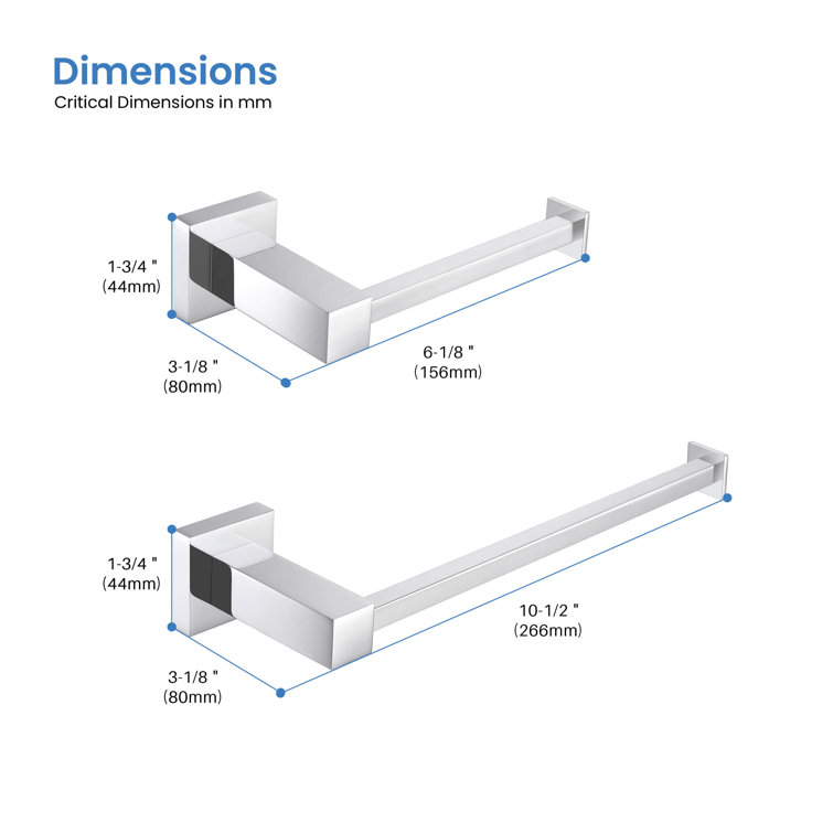 Chrome Metal Cube Bathroom Hardware Set with Towel Holder
