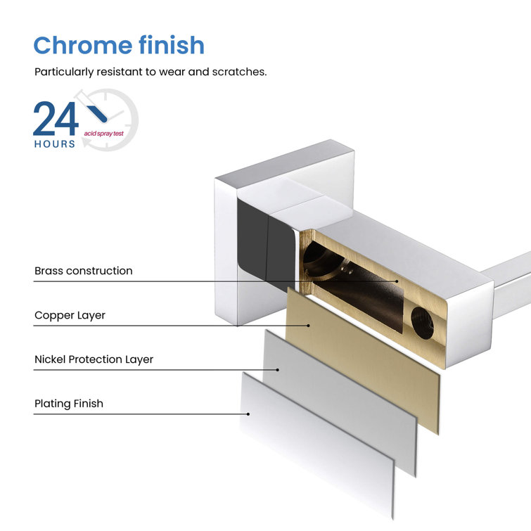 Chrome Metal Cube Bathroom Hardware Set with Towel Holder