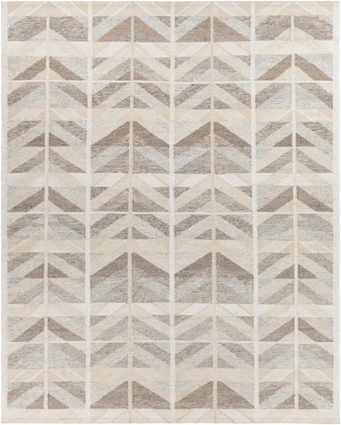 Gray Geometric Hand-Knotted Wool and Viscose Rug