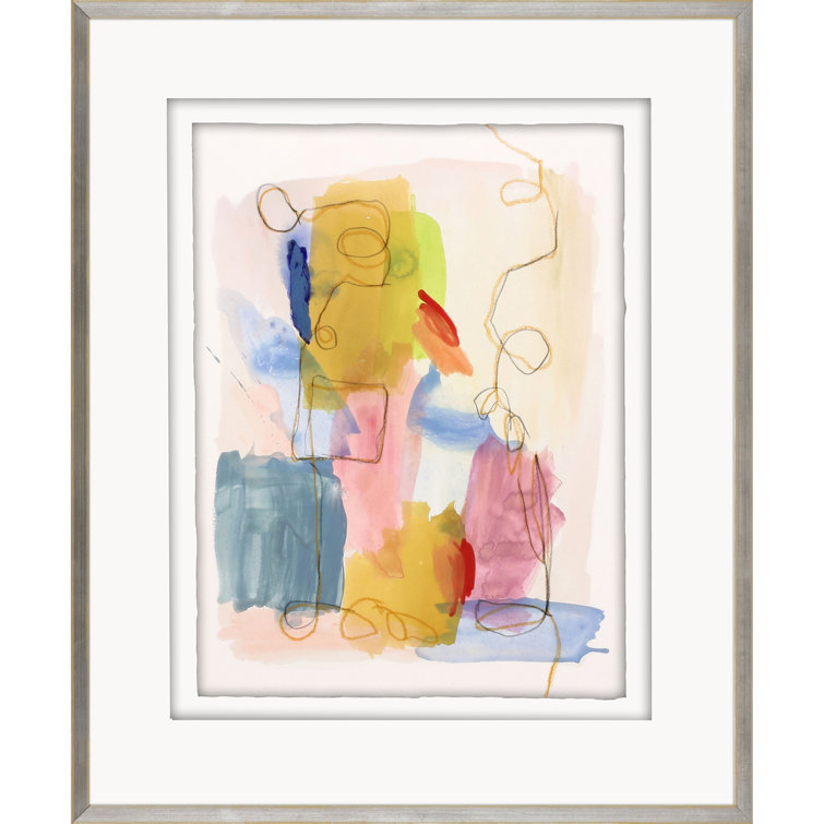 Hand Detailed Abstract Acrylic Poster with Silver Wood Frame