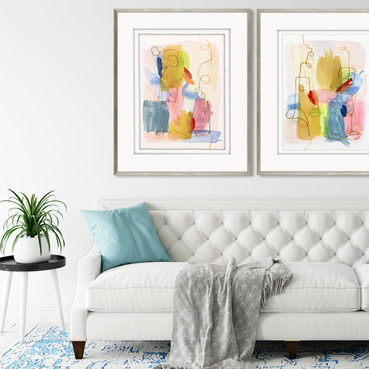 Hand Detailed Abstract Acrylic Poster with Silver Wood Frame