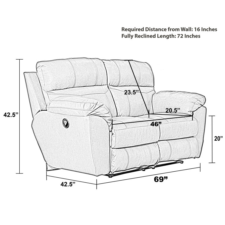 Chocolate Leather Power Reclining Loveseat with Pillow-Top Arms