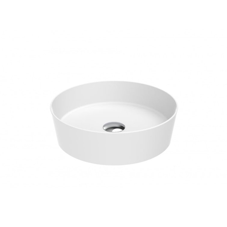 Glossy White Ceramic Circular Bathroom Sink, 15.7''
