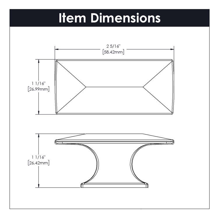 Matte Black Rectangular Cabinet Knob 10-Pack