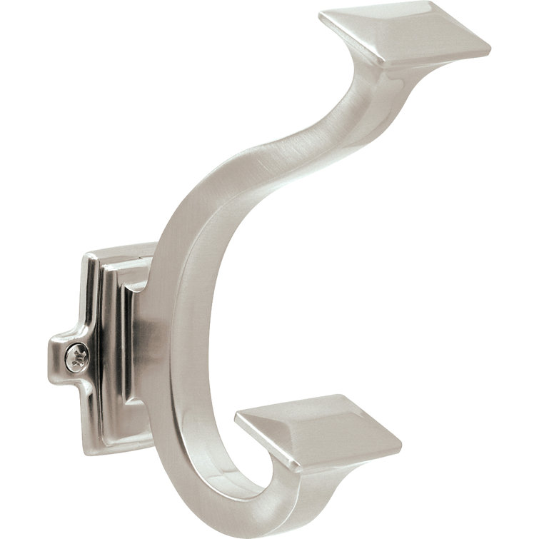 Satin Nickel Double Prong Wall Hook 5-Pack