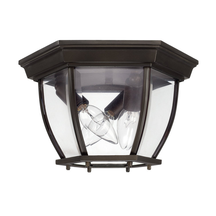 Old Bronze 3-Light Outdoor Flush Mount with Clear Glass