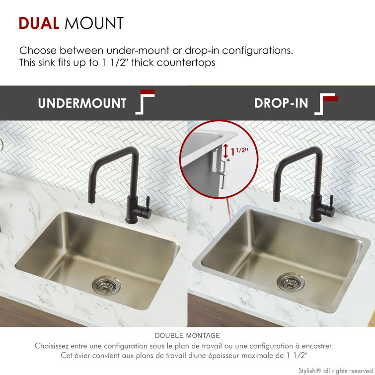 Stylish 23" Stainless Steel Single Bowl Drop-In Kitchen Sink