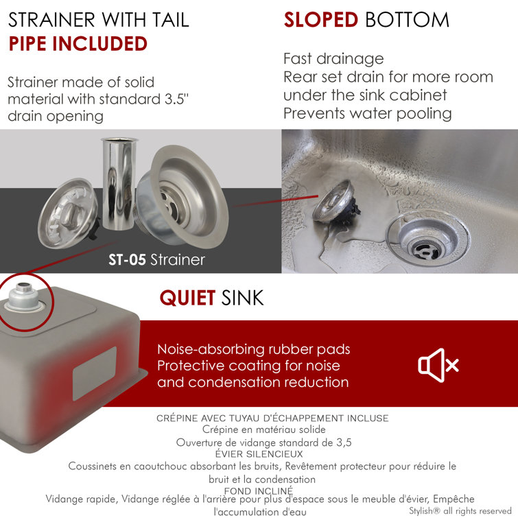 Stylish 23" Stainless Steel Single Bowl Drop-In Kitchen Sink