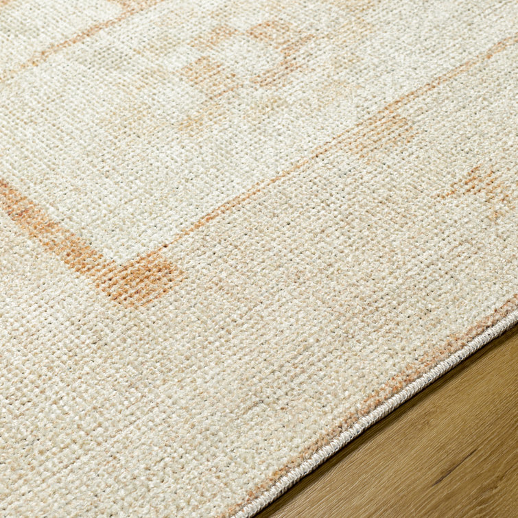 Ivory and Nude Southwest Print Synthetic Runner Rug