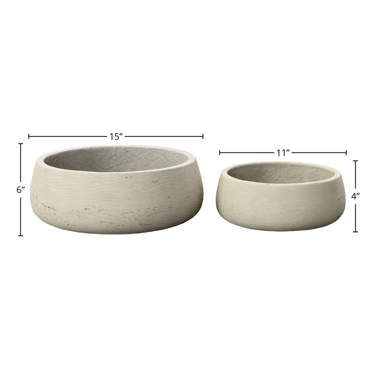 Set of 2 Beige Ceramic Indoor/Outdoor Pot Planters