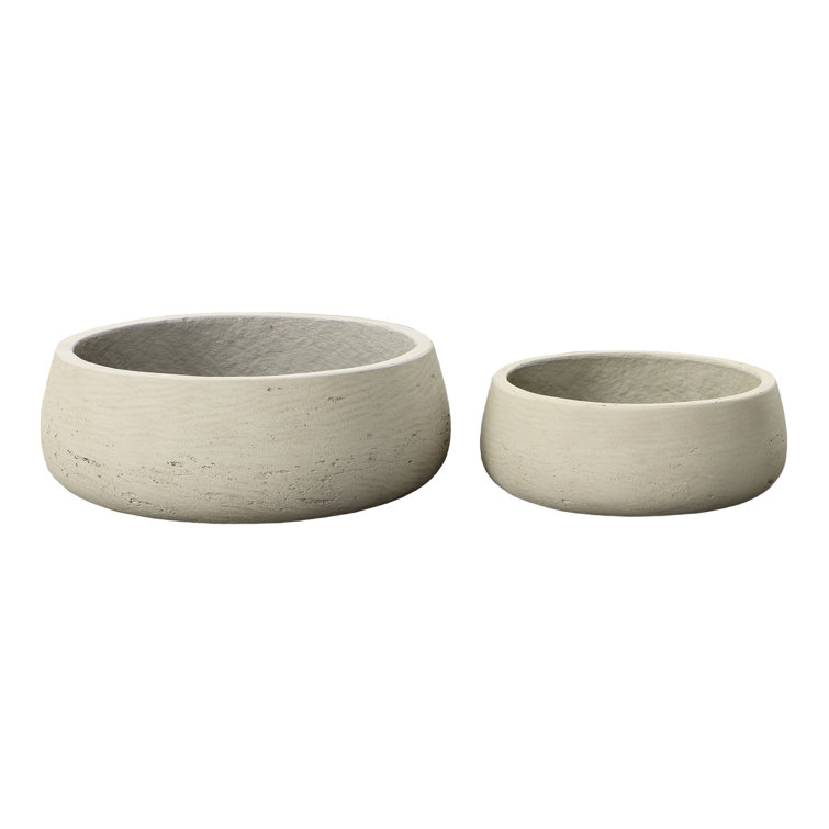 Set of 2 Beige Ceramic Indoor/Outdoor Pot Planters