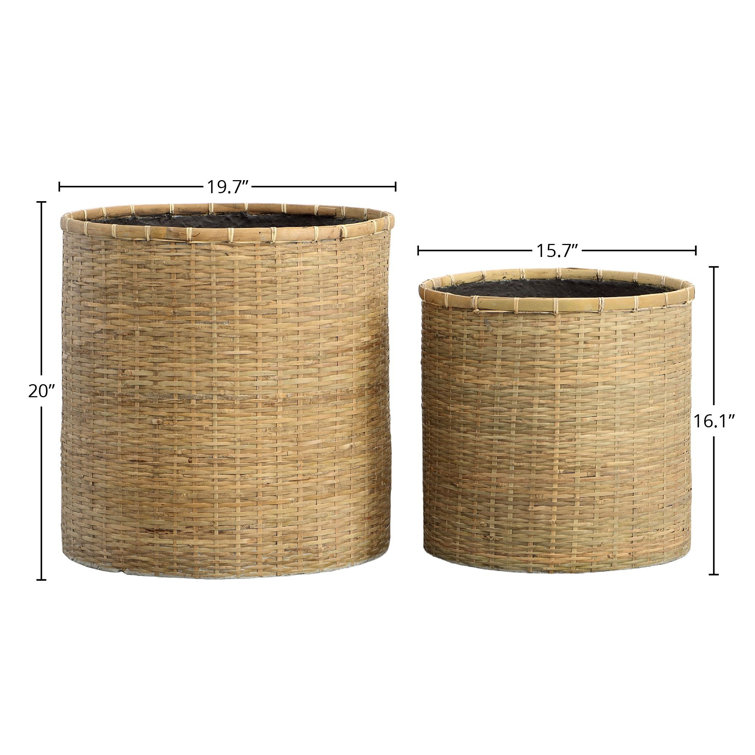 Natural Wicker Indoor Pot Planter Set of Two