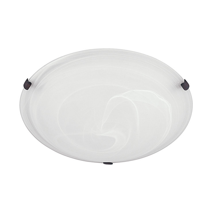 White Faux Alabaster Glass 3-Light Flush Mount