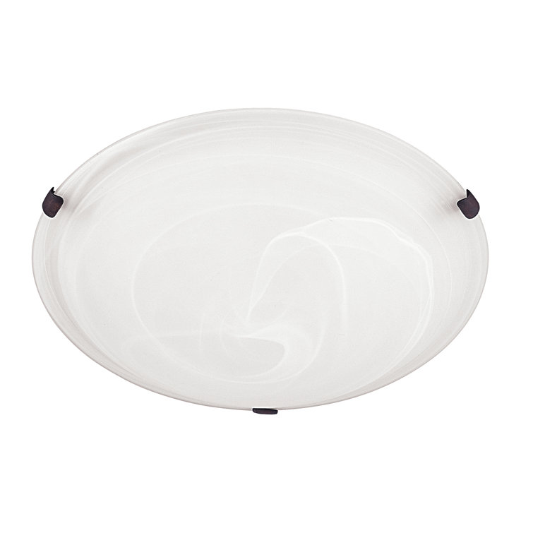 Polished Nickel 2-Light Flush Mount with Faux Alabaster Glass