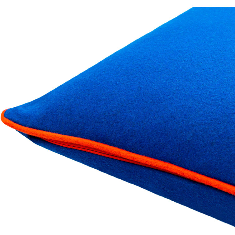 Lombard Blue and Orange Wool Blend 22" Throw Pillow
