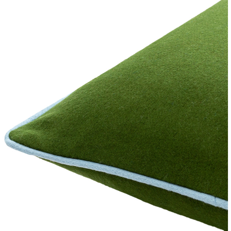 Grass Green and Denim Wool Square Throw Pillow